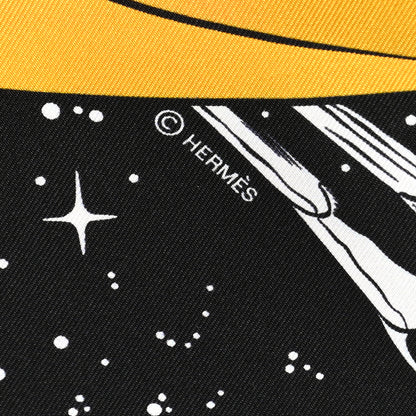 Hermes Silk Space Derby Scarf 90 Black White Gold 3 of 7