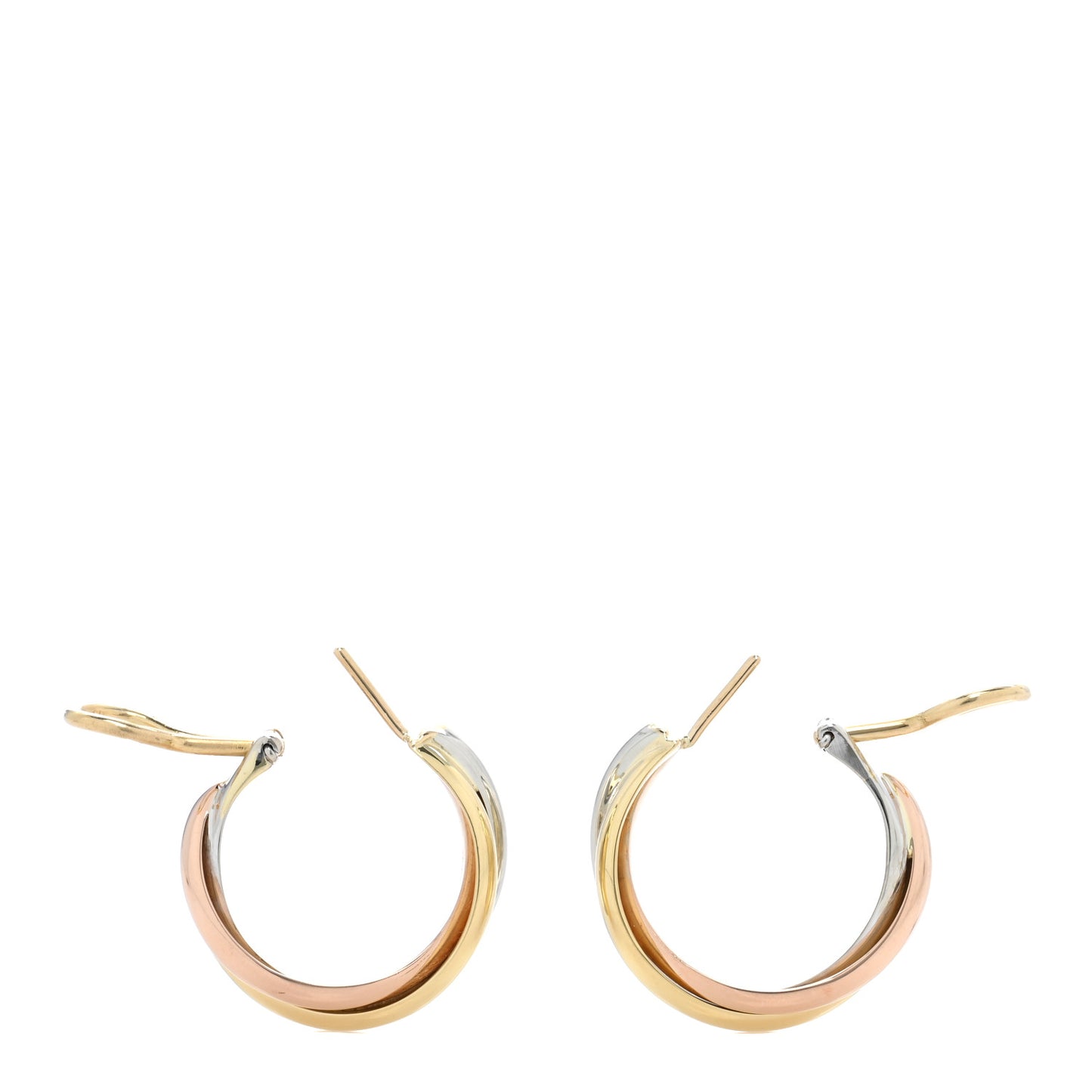 18K Pink Yellow White Gold Classic Trinity Hoop Earrings