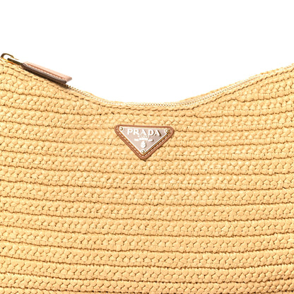 Prada Yarn Raffia Effect Crochet Large Aimée Shoulder Bag Natural 7 of 9