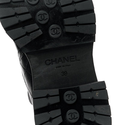 Chanel Calfskin Patent Cap Toe Quilted Short Boots 39 Black 6 of 9