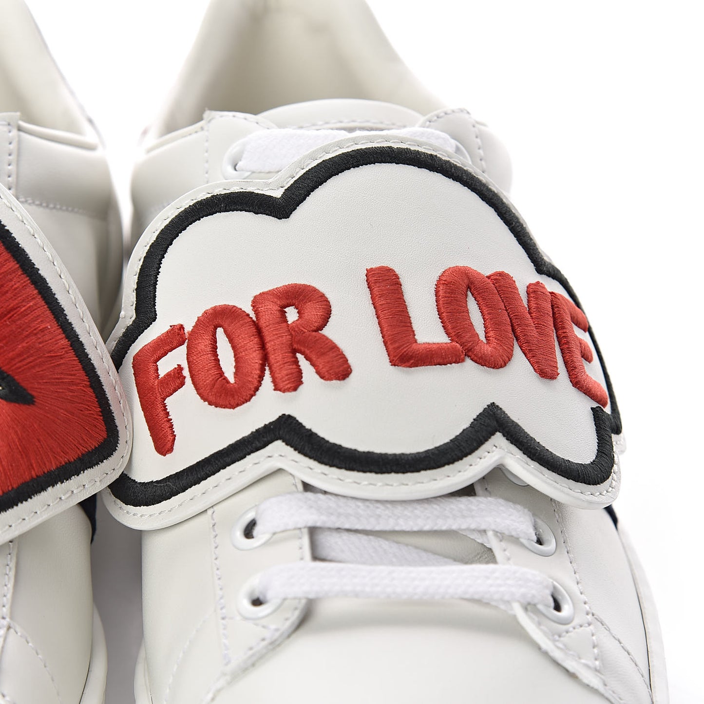 Calfskin Ayers Blind For Love Embroidered Womens Ace Sneakers 37 White