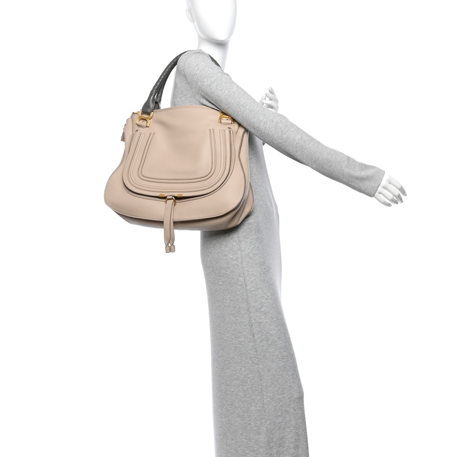 Chloe Calfskin Braided Large Marcie Double Carry Floral Grey 2 of 10