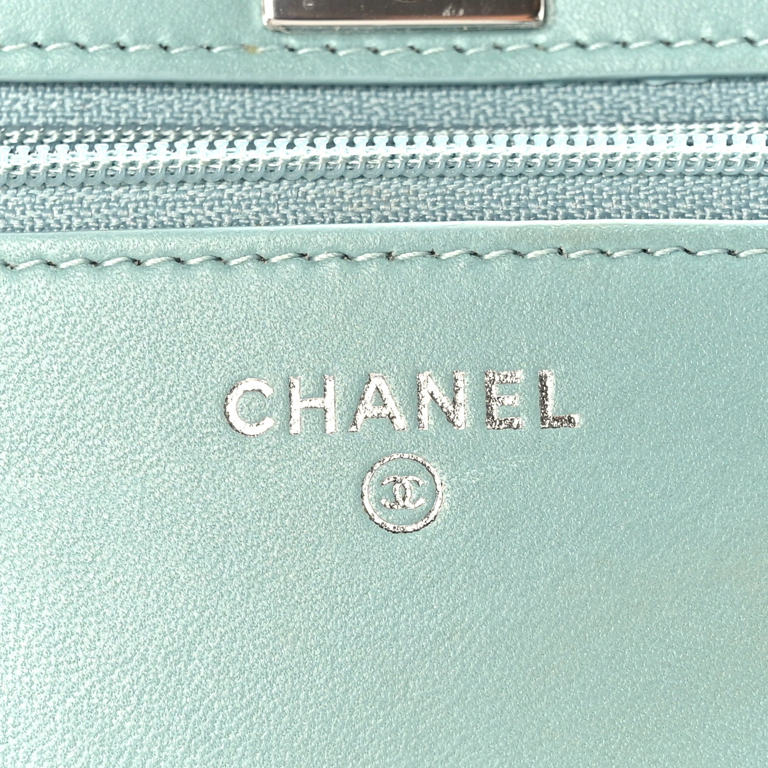 Chanel Lambskin Quilted Trendy CC Wallet On Chain WOC Light Blue 6 of 9