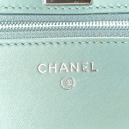 Chanel Lambskin Quilted Trendy CC Wallet On Chain WOC Light Blue 6 of 9