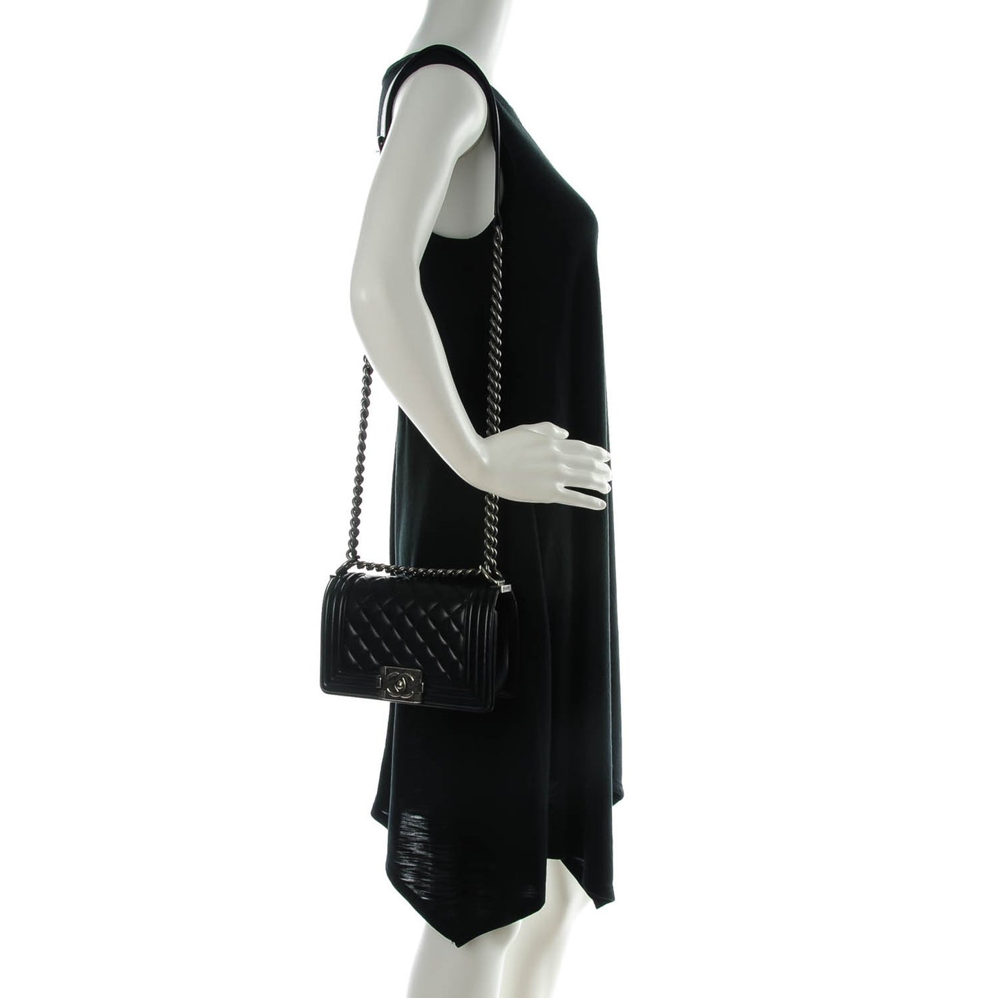 Lambskin Quilted Small Boy Flap Black
