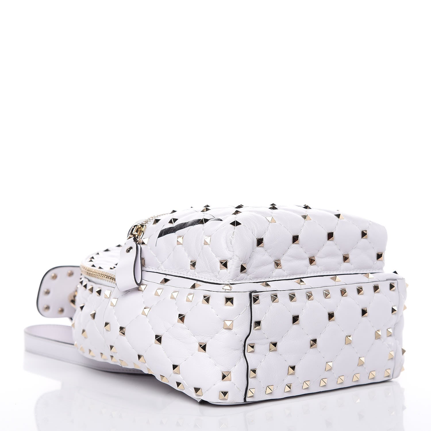 Valentino Garavani Lambskin VLTN Print Quilted Mini Rockstud Spike Backpack White 4 of 11