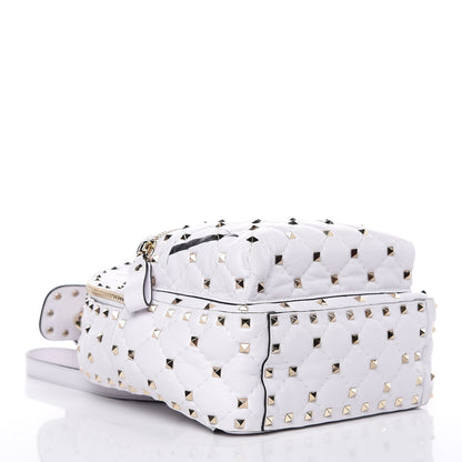Valentino Garavani Lambskin VLTN Print Quilted Mini Rockstud Spike Backpack White 4 of 11
