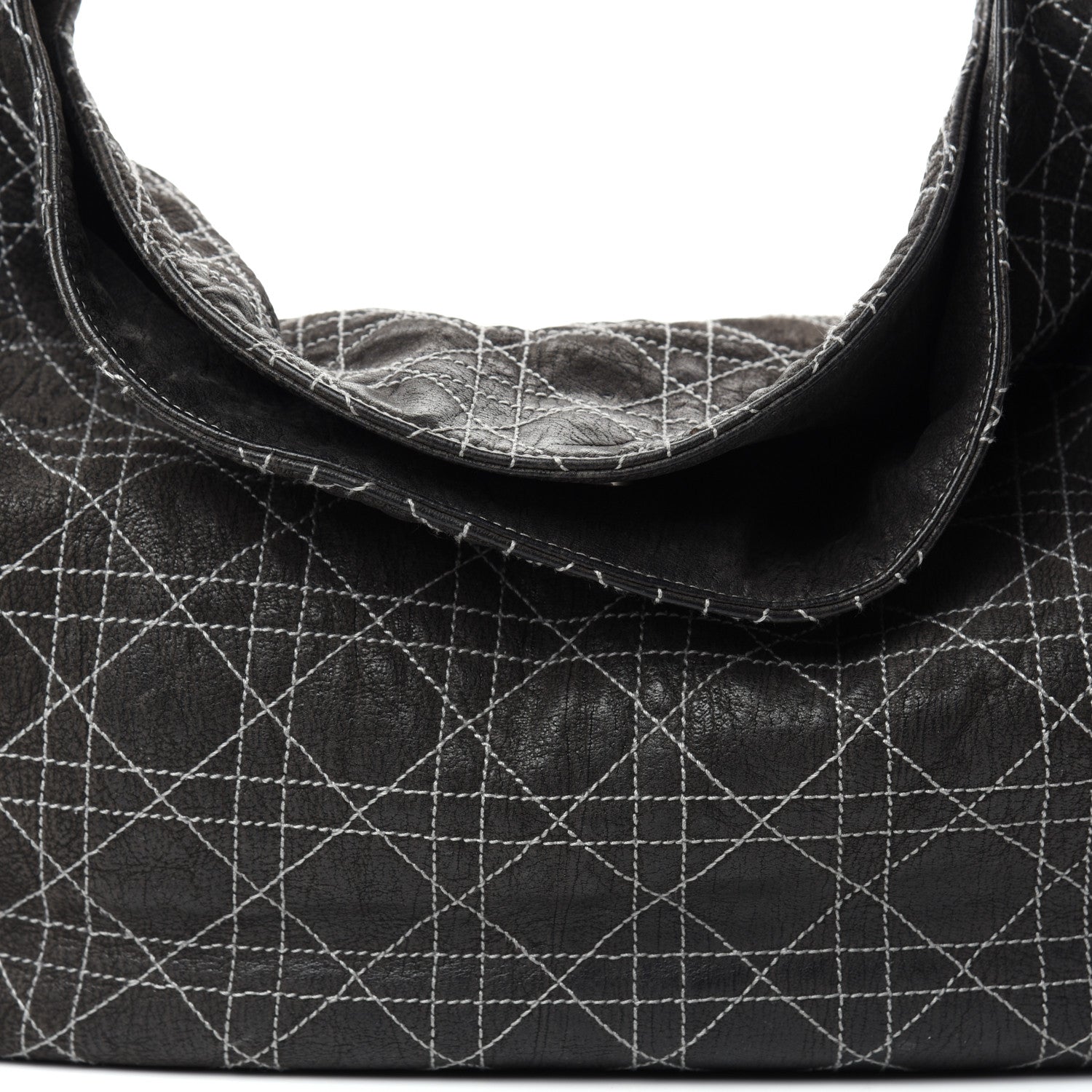 Christian Dior Goatskin Cannage Medium Lady Dior Hobo Gray 10 of 10