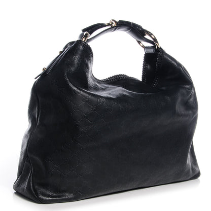 Gucci Guccissima Large Horsebit Chain Hobo Black 3 of 7