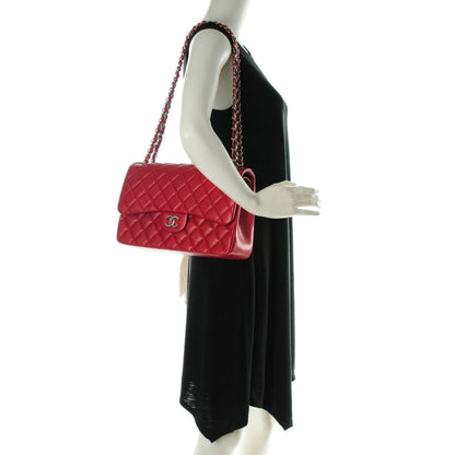 Chanel Pearly Caviar Quilted Jumbo Double Flap Dark Pink 2 of 7