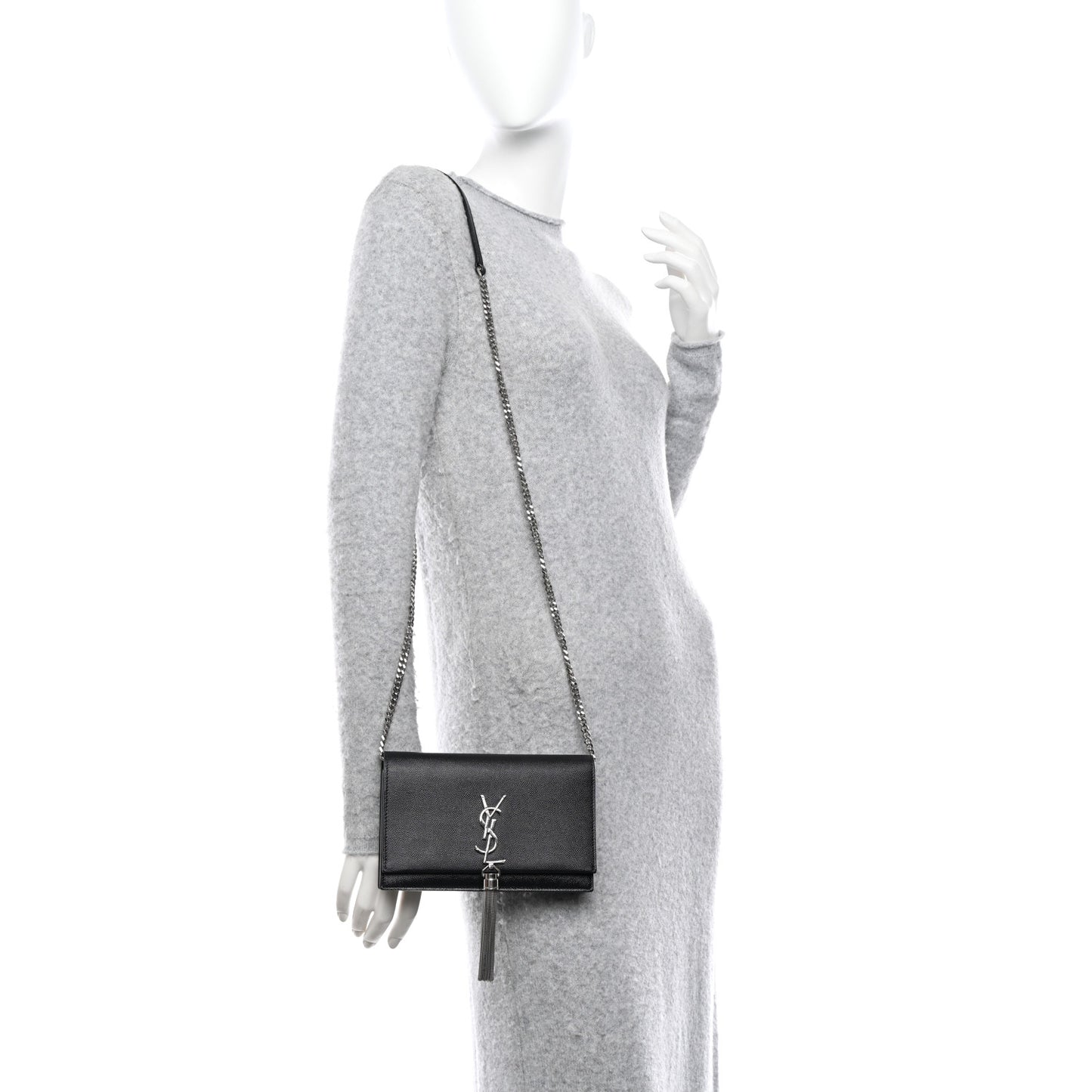 Grain De Poudre Classic Monogram Kate Tassel Chain Wallet Black