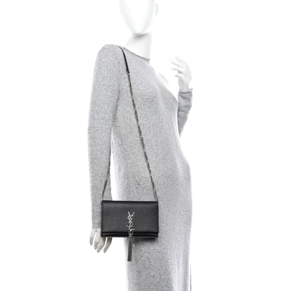 Saint Laurent Grain De Poudre Classic Monogram Kate Tassel Chain Wallet Black 2 of 14