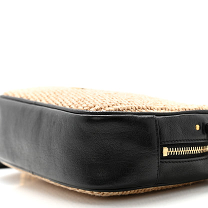 Saint Laurent Raffia Canvas Monogram Mini Lou Camera Bag Beige Black 10 of 13