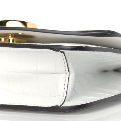 Chloe Calfskin Crocodile Embossed C Clutch With Chain White 9 of 13