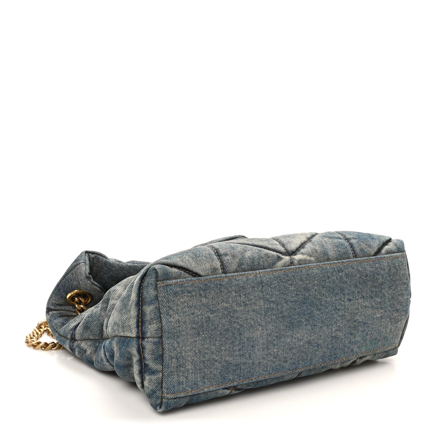 Saint Laurent Denim Quilted Small Loulou Puffer Monogram Chain Satchel Blue Cinnamon 4 of 11
