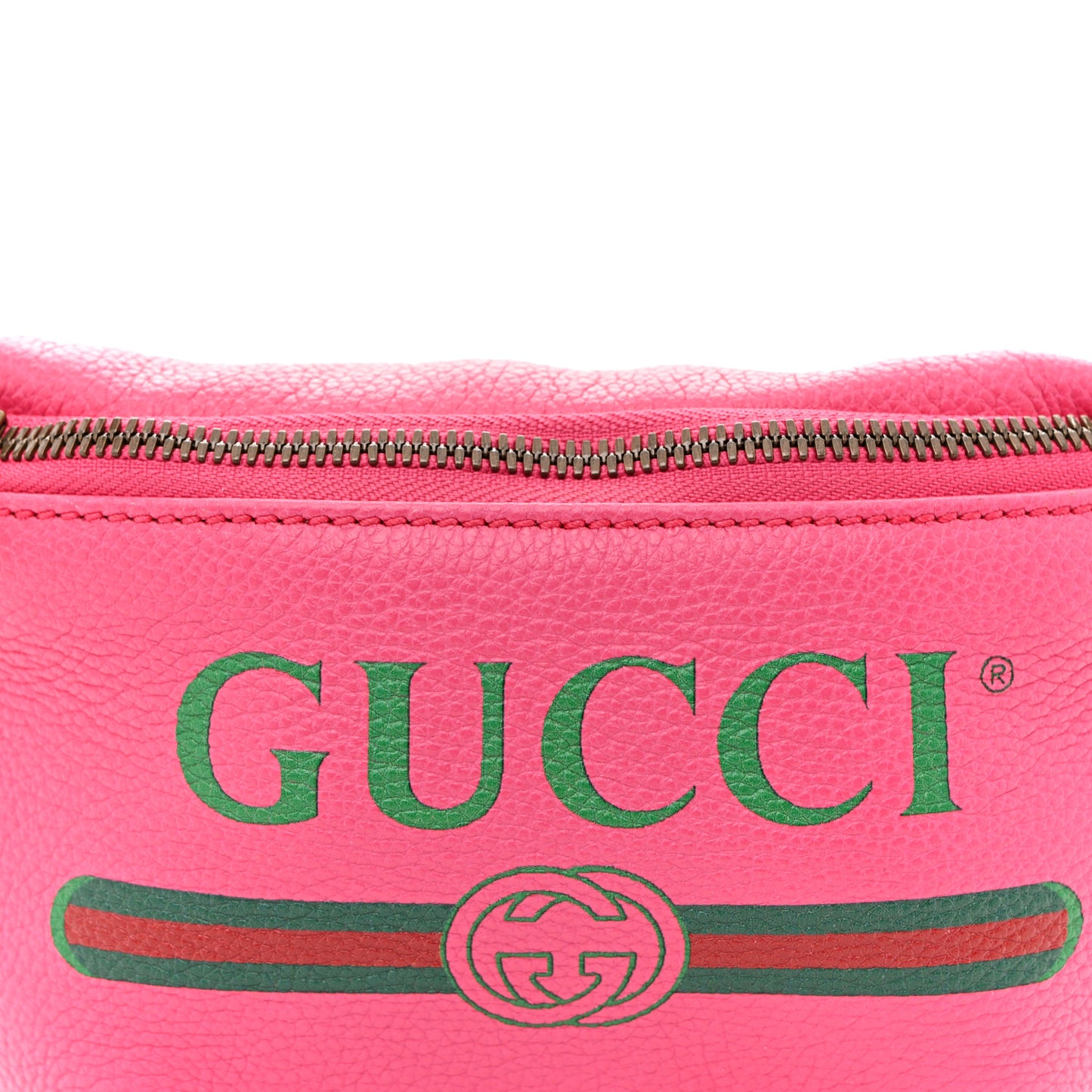 Grained Calfskin Small Logo Belt Bag Box Pink Green
