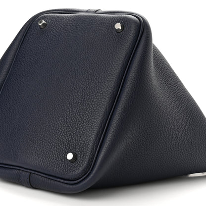 Hermes Taurillon Clemence Swift Eclat Picotin Lock 22 MM Bleu Nuit Bleu Zellige 10 of 11
