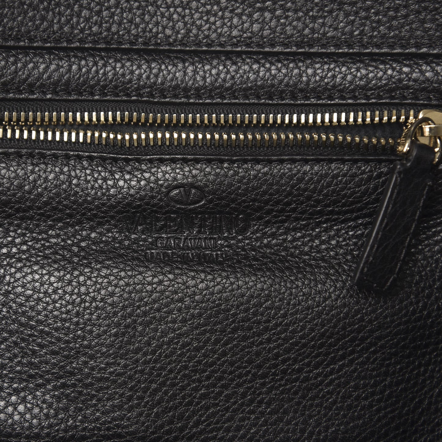 Grained Calfskin Small Rockstud Tote Black