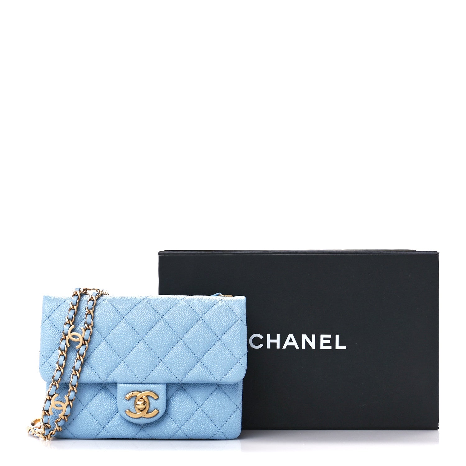 Chanel Shiny Caviar Pick Me Up Flap Belt Bag Light Blue 14 of 14