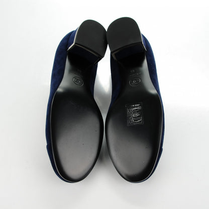 Chanel Suede Goatskin Cap Toe Low Heel Pumps 36 Navy 5 of 9