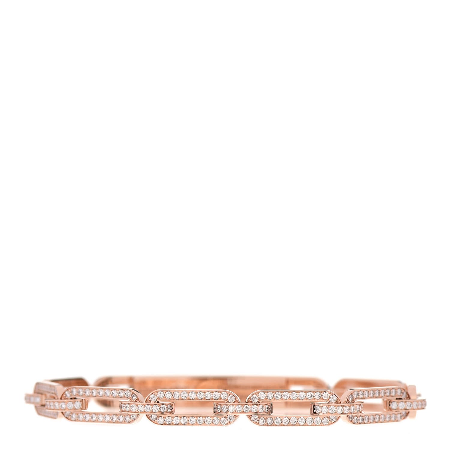 Hermes 18K Rose Gold Diamond Full Pave PM Kelly Chaine Bracelet SH 2 of 4