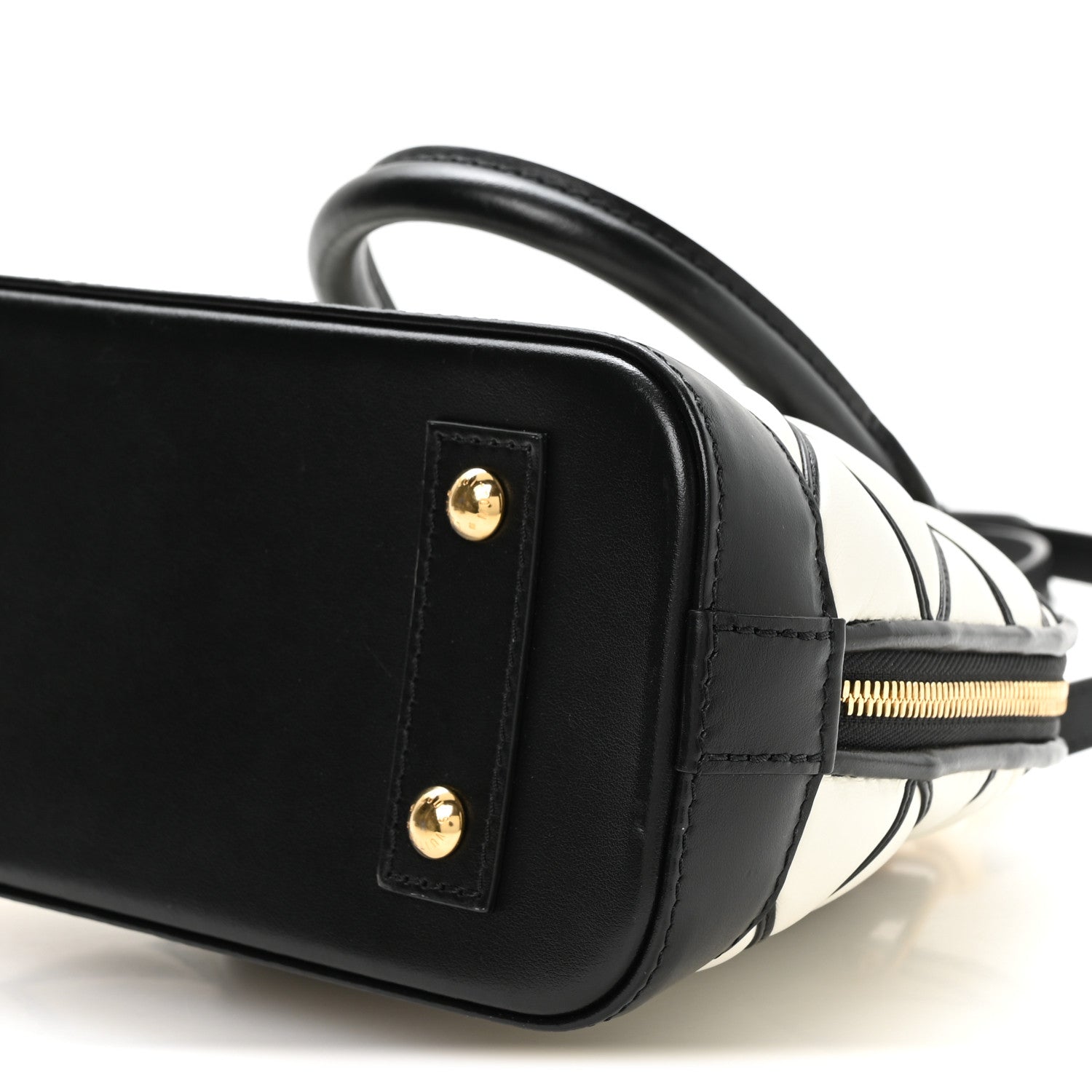 Louis Vuitton Lambskin Malletage Alma BB Black White 9 of 10