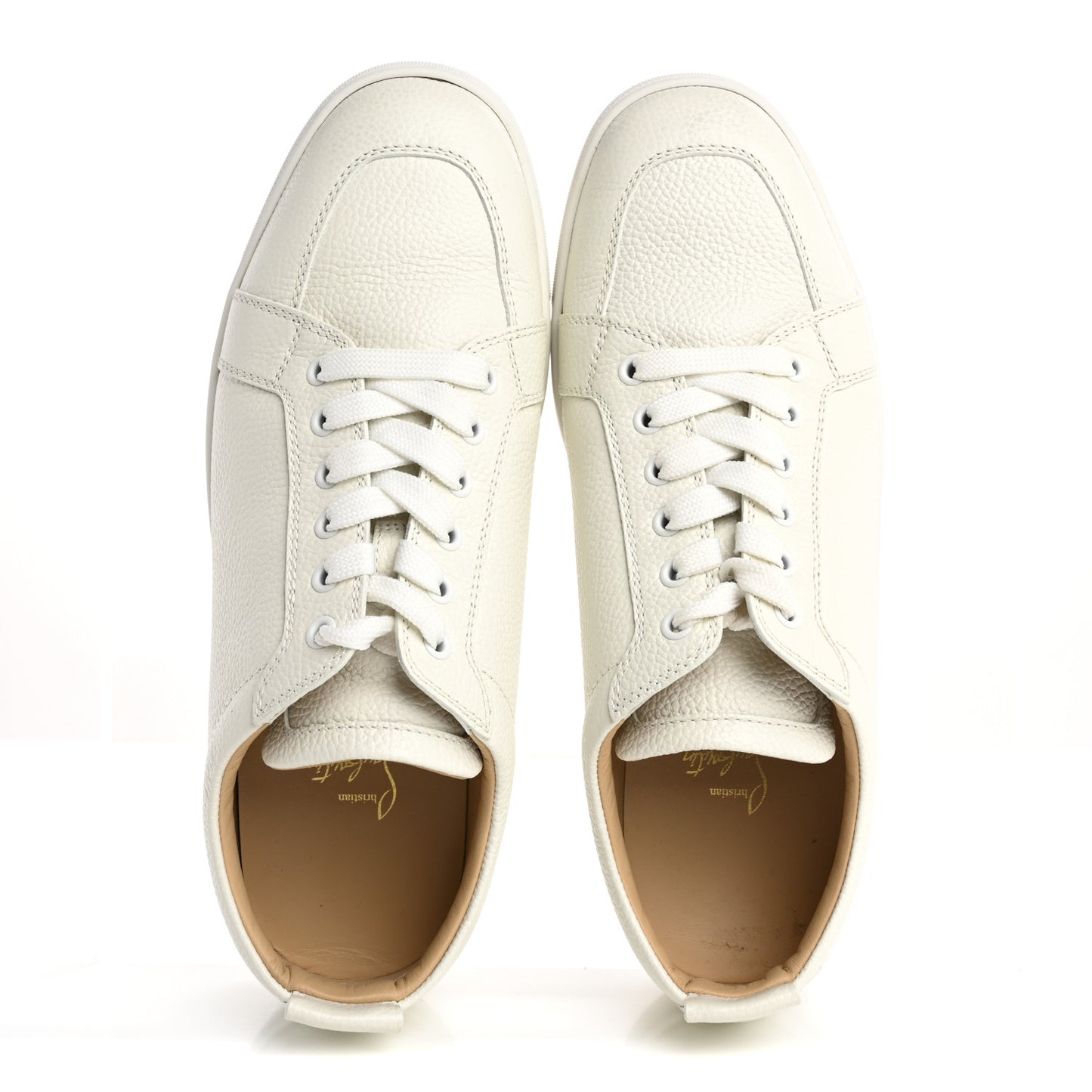 Grained Calfskin Rantulow Flat Sneakers 42 Latte