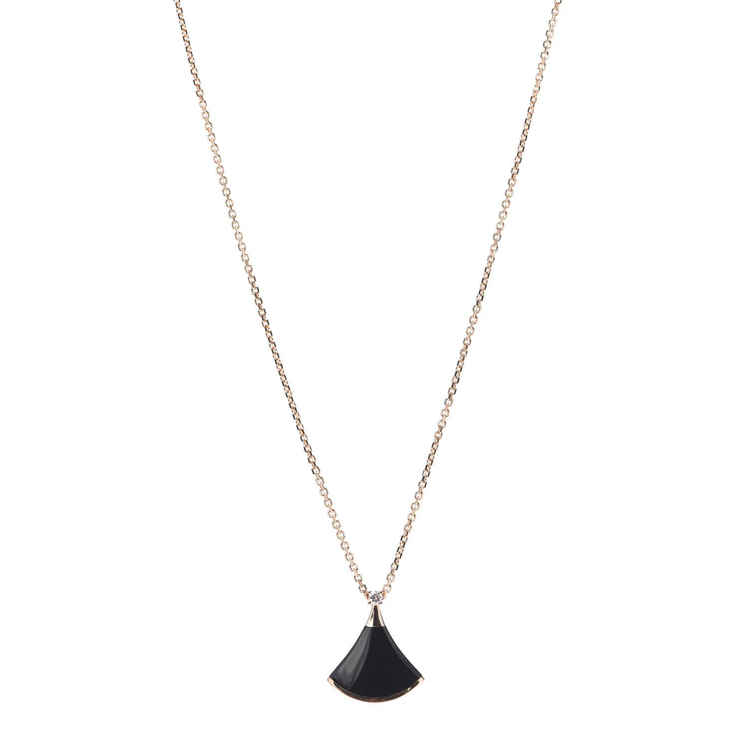 Bulgari 18K Rose Gold Diamond Black Onyx Divas' Dream Pendant Necklace 1 of 6