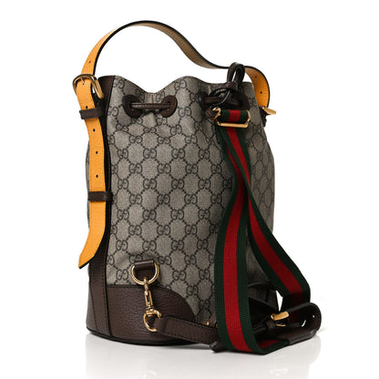 Gucci GG Supreme Monogram Neo Vintage Drawstring Bucket Backpack Beige New Acero Crop 3 of 16