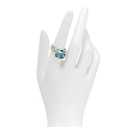 David Yurman Sterling Silver 14K Yellow Gold Blue Topaz 14mm Noblesse Ring 57 8 2 of 7