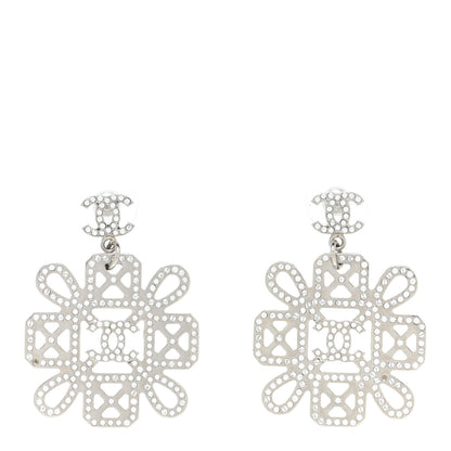 Chanel Crystal Strass Cross CC Earrings Silver 2 of 7