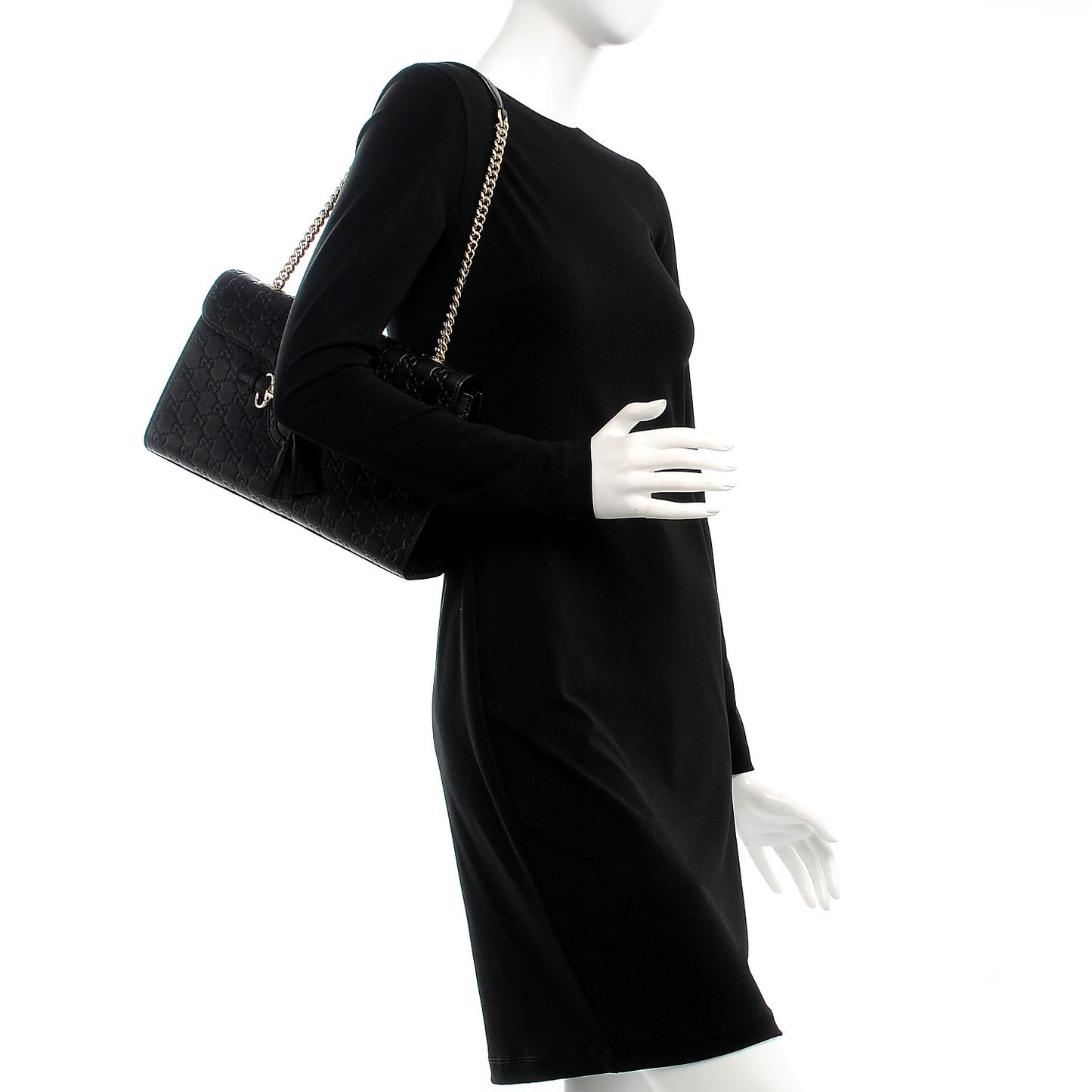Guccissima Medium Emily Chain Shoulder Bag Black