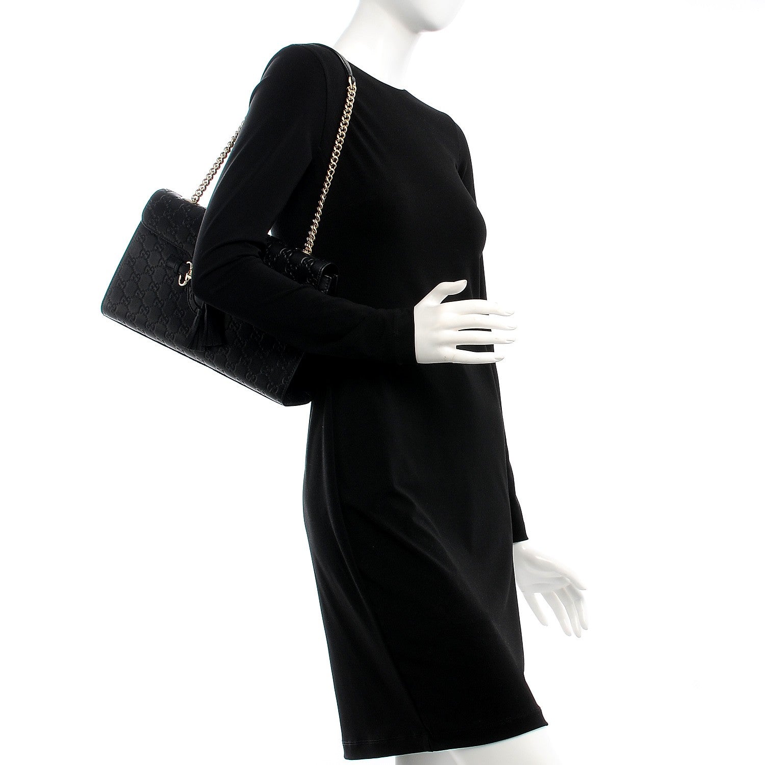 Gucci Guccissima Medium Emily Chain Shoulder Bag Black 2 of 7