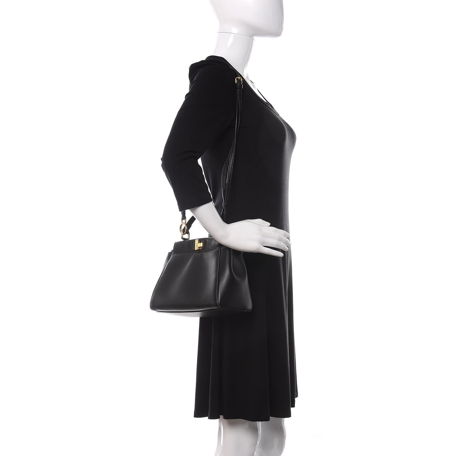 Fendi Nappa Mini Peekaboo Iconic Satchel Black 2 of 13