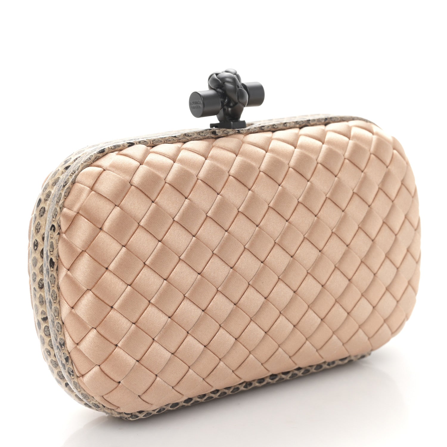 Bottega Veneta Satin Intreccio Impero Ayers Knot Clutch Flamingo 3 of 8