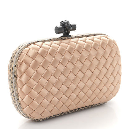 Bottega Veneta Satin Intreccio Impero Ayers Knot Clutch Flamingo 3 of 8
