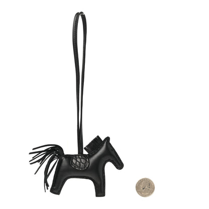 Hermes Milo Lambskin Matte Alligator Touch Grigri Rodeo Horse Bag Charm PM So Black 2 of 4
