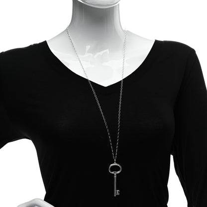Tiffany Sterling Silver Oval Key Pendant Link Necklace 2 of 4