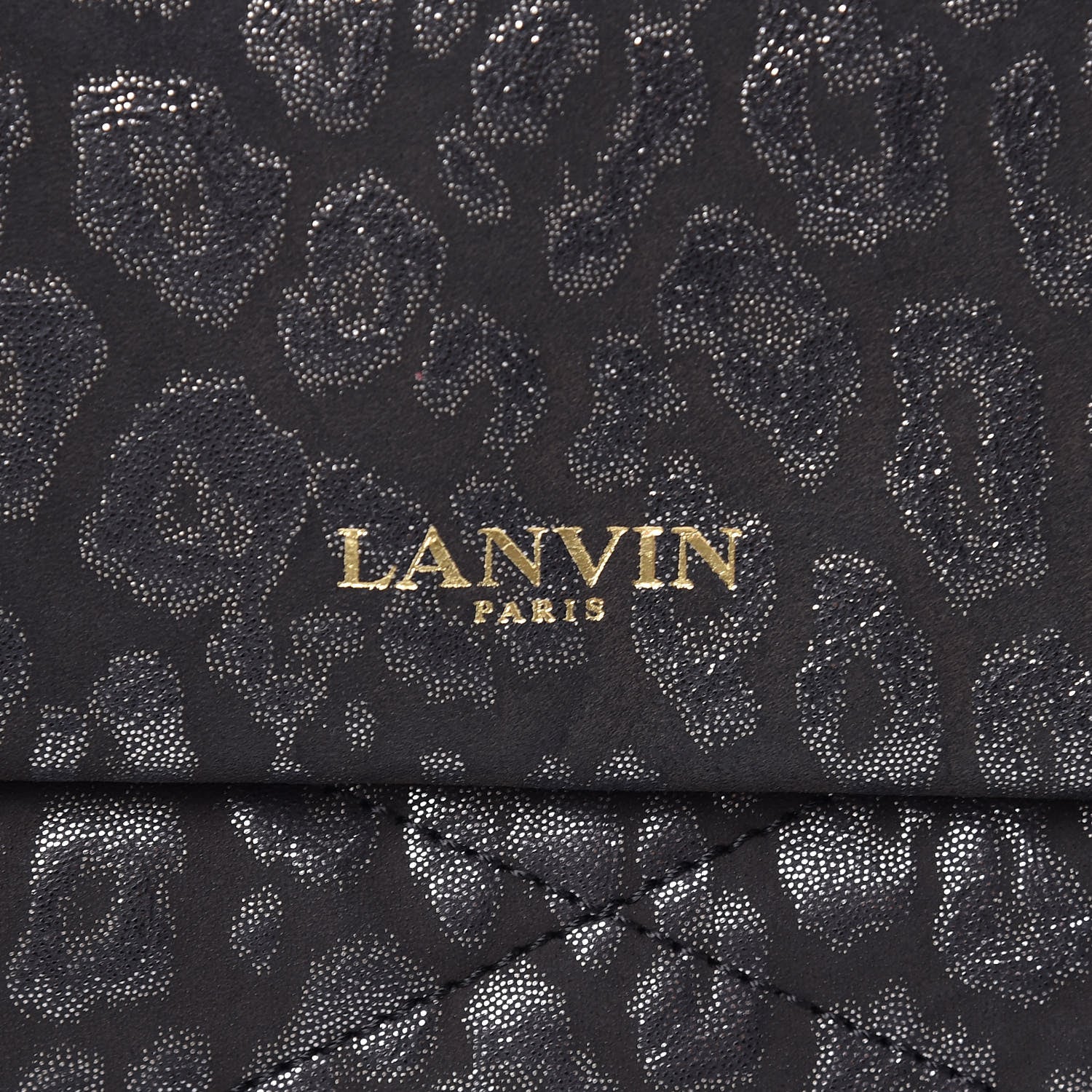 Lanvin Suede Leopard Embossed Sugar Flap Shoulder Bag Black 8 of 12