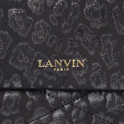 Lanvin Suede Leopard Embossed Sugar Flap Shoulder Bag Black 8 of 12