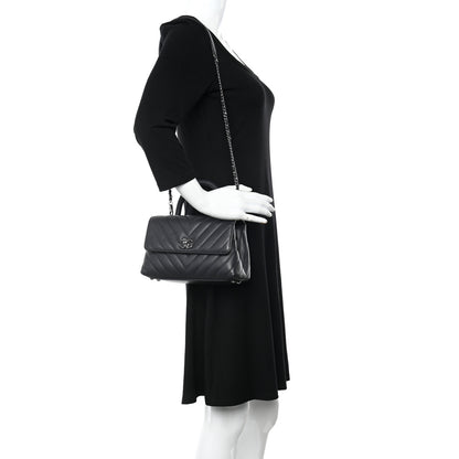Chanel Caviar Chevron Quilted Mini Coco Handle Flap Dark Grey 2 of 10