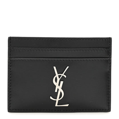 Saint Laurent Calfskin Monogram Credit Card Case Black 1 of 7