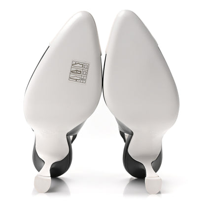 Chanel Lambskin Slingback Pumps 36.5 Black White 6 of 10