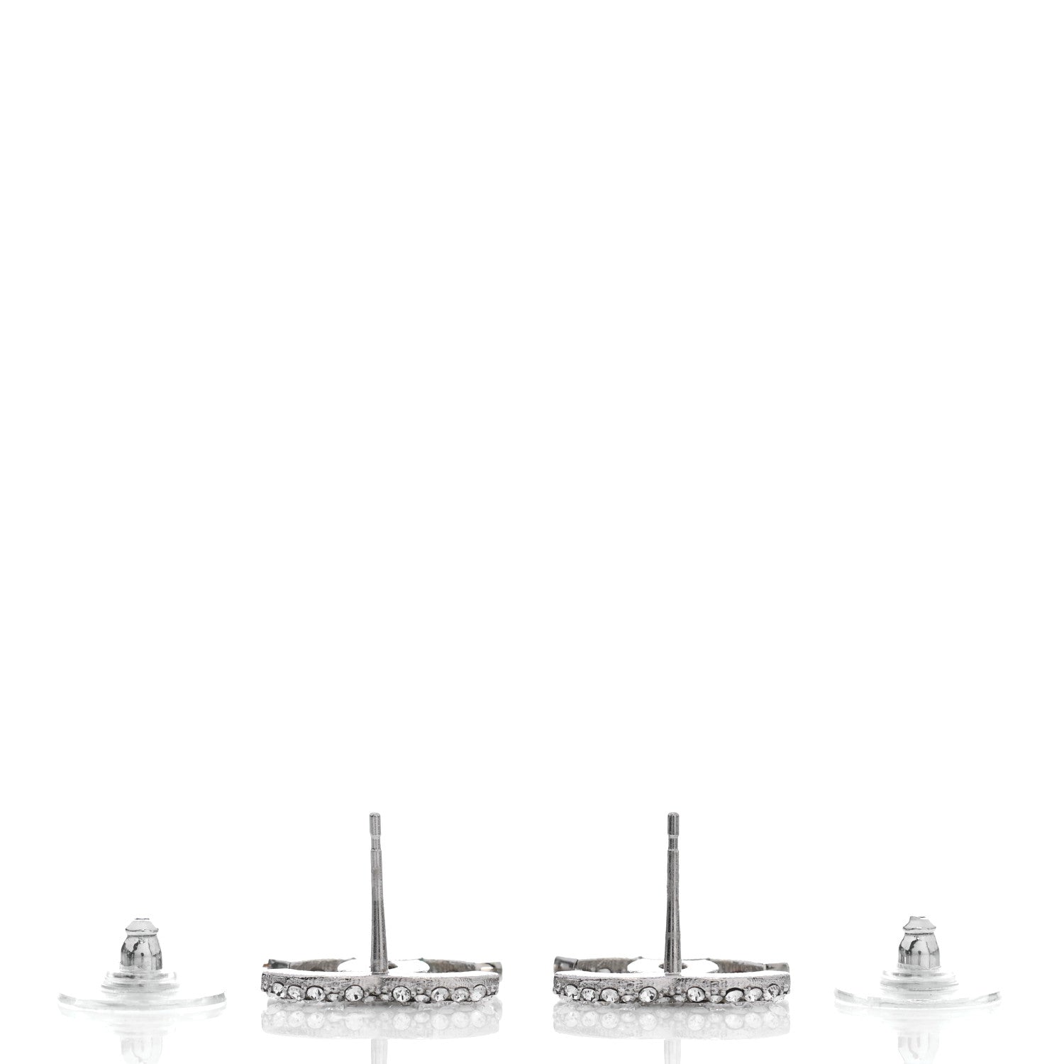 Chanel Crystal CC Earrings Silver 3 of 4