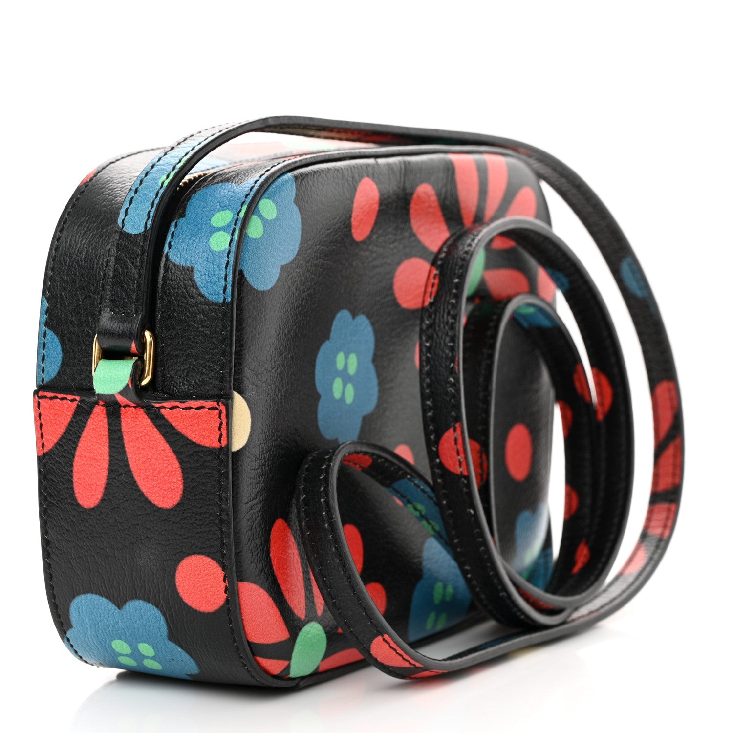 Saint Laurent Calfskin Floral Print Small Classic Monogram Camera Bag Black 3 of 13