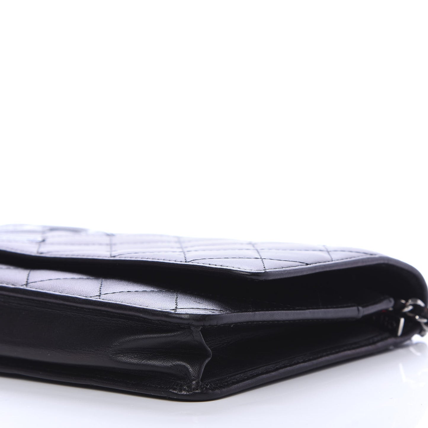Calfskin Quilted Cambon Wallet On Chain WOC Black