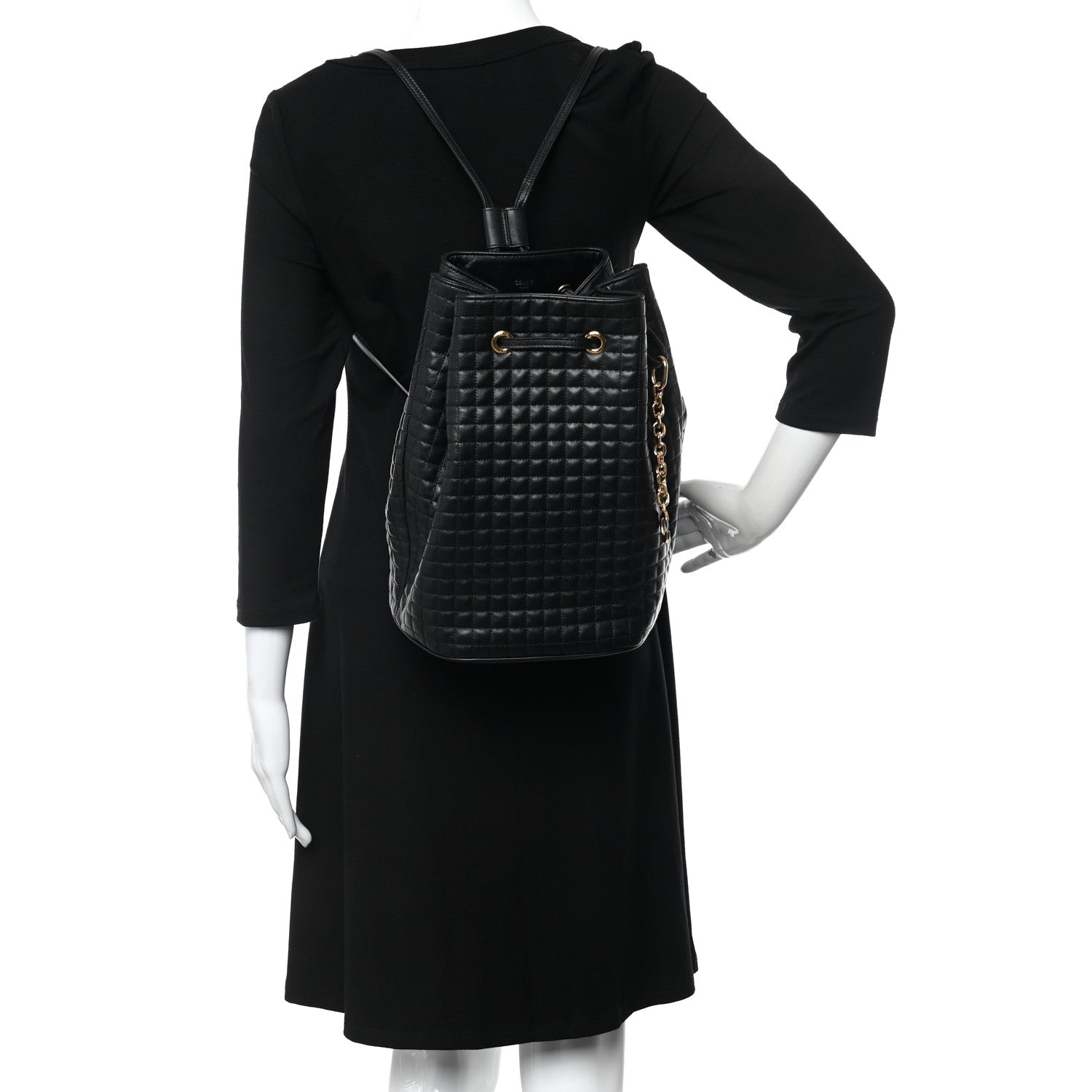 Celine Calfskin Quilted Small C Backpack Black 2 of 10