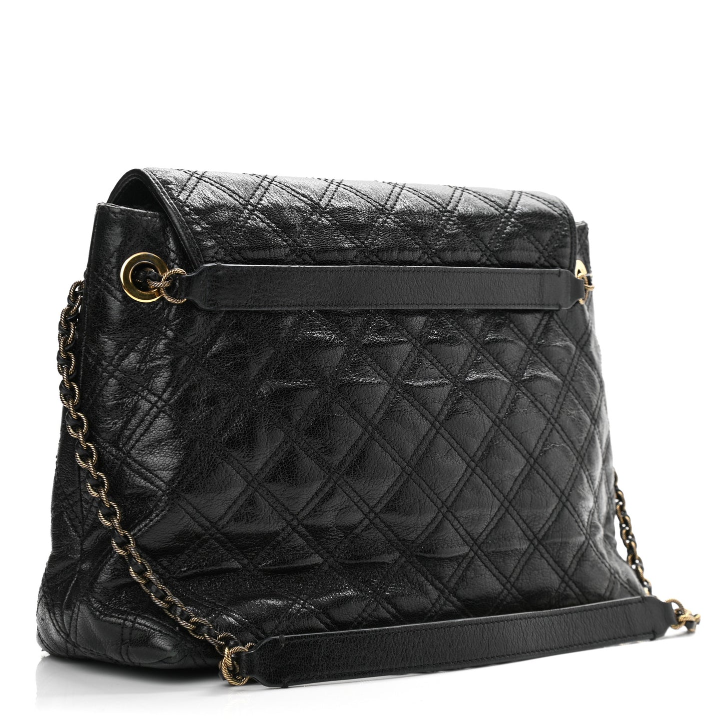 Lacquered Lambskin Baroque The Large Single Flap Black