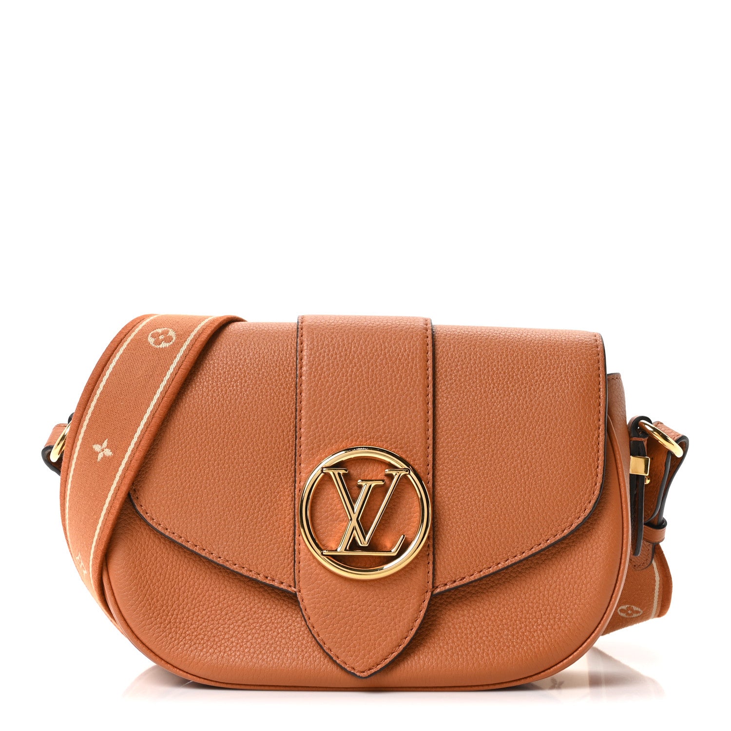 Louis Vuitton Grained Calfskin LV Pont 9 Soft MM Golden Siena 1 of 9
