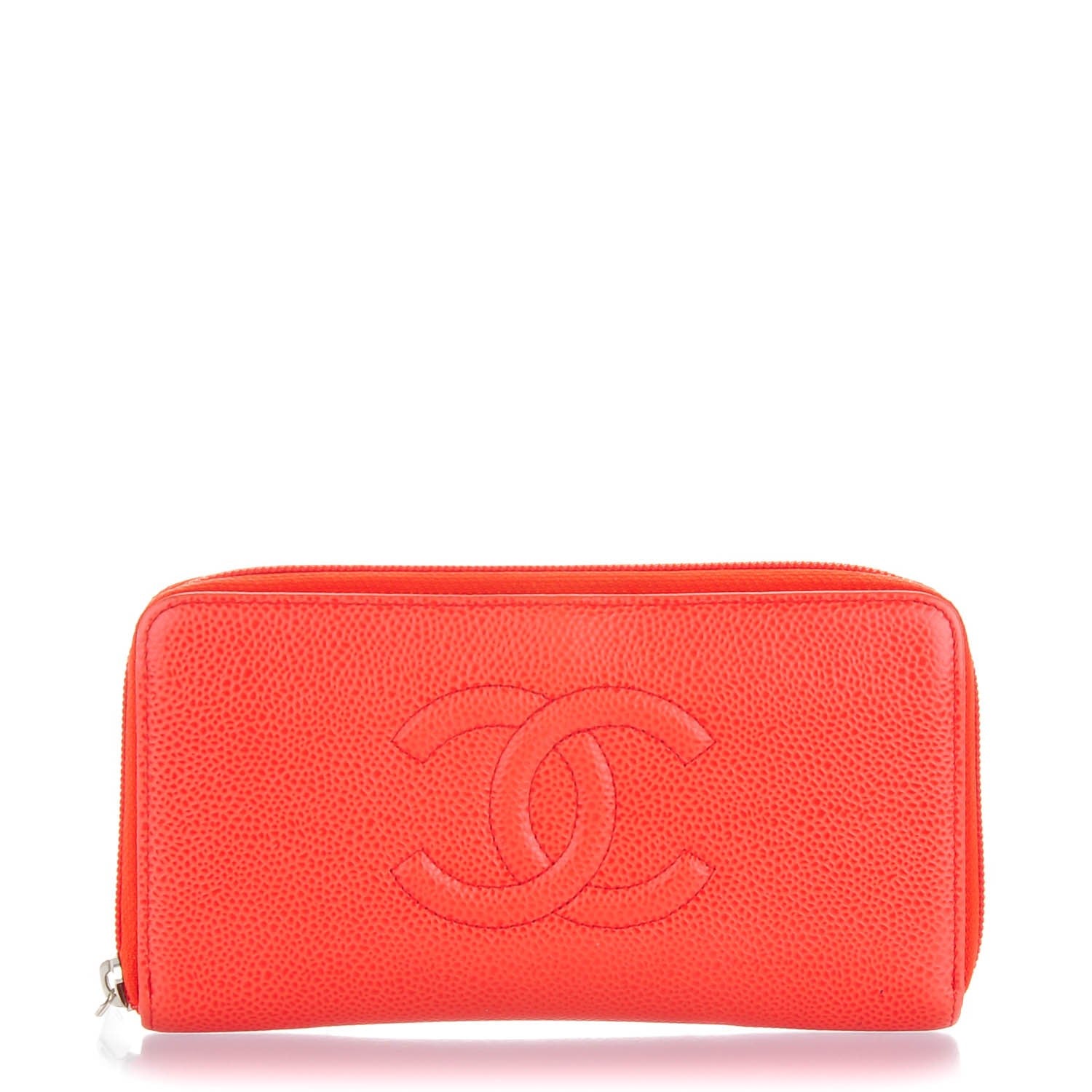 Chanel Caviar Large Timeless CC Gusset Zip Around Wallet Light Red 1 of 8